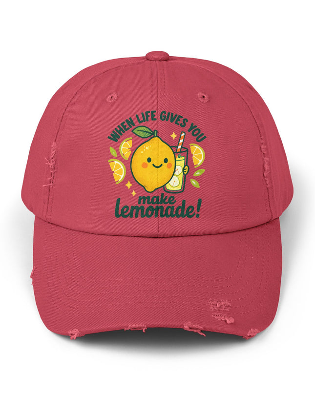 "When life gives you lemons, make lemonade" Unisex Distressed Cap