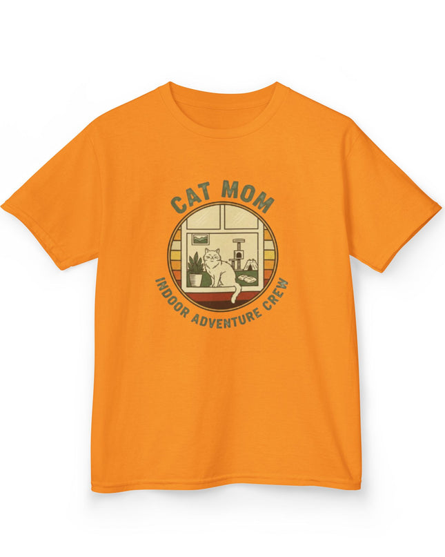 "Cat Mom Indoor Adventure Crew" Kids Heavy Cotton Tee