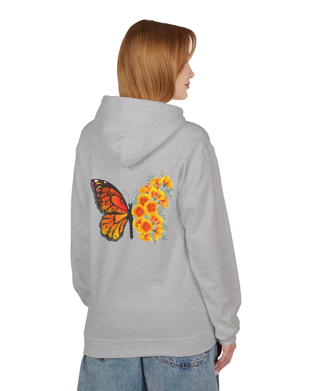 "Butterfly Poppies" (Ink front and back) Unisex Midweight Softstyle Fleece Hoodie