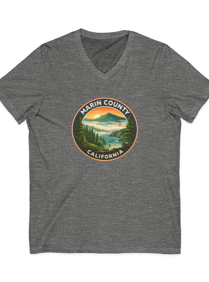 "Marin County, Above the Fog - no text" Unisex Jersey Short Sleeve V-Neck Tee
