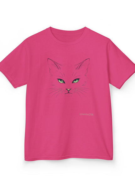 "Cat Face Sketch" Kids Heavy Cotton Tee