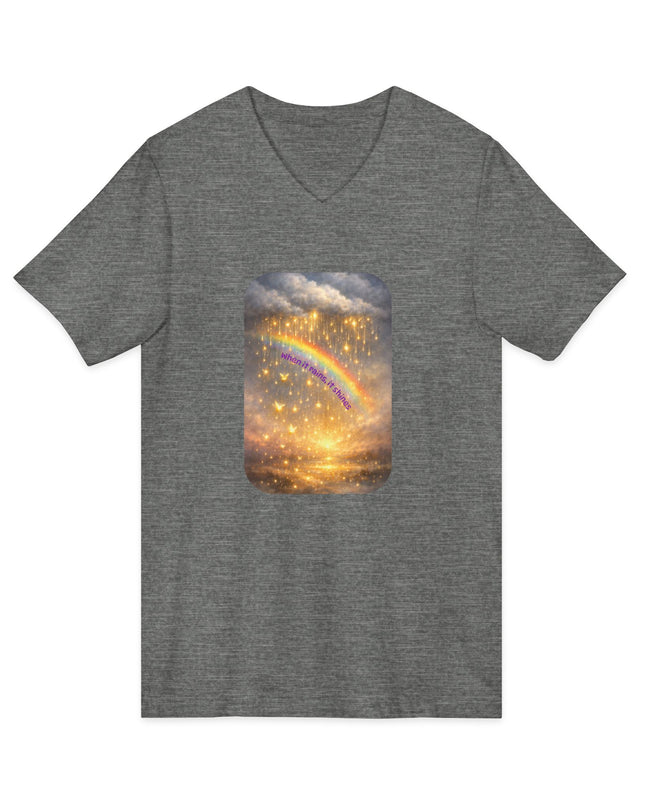"When It Rains, It Shines" Unisex Jersey Short Sleeve V-Neck Tee