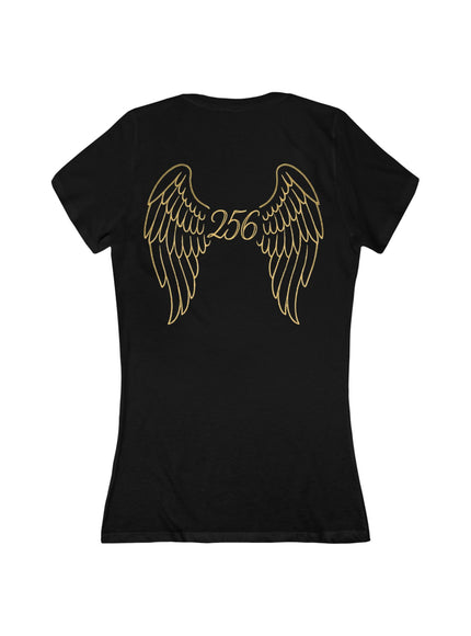 "Unlimited 256 with Wings" Women's Jersey Short Sleeve Deep V-Neck Tee