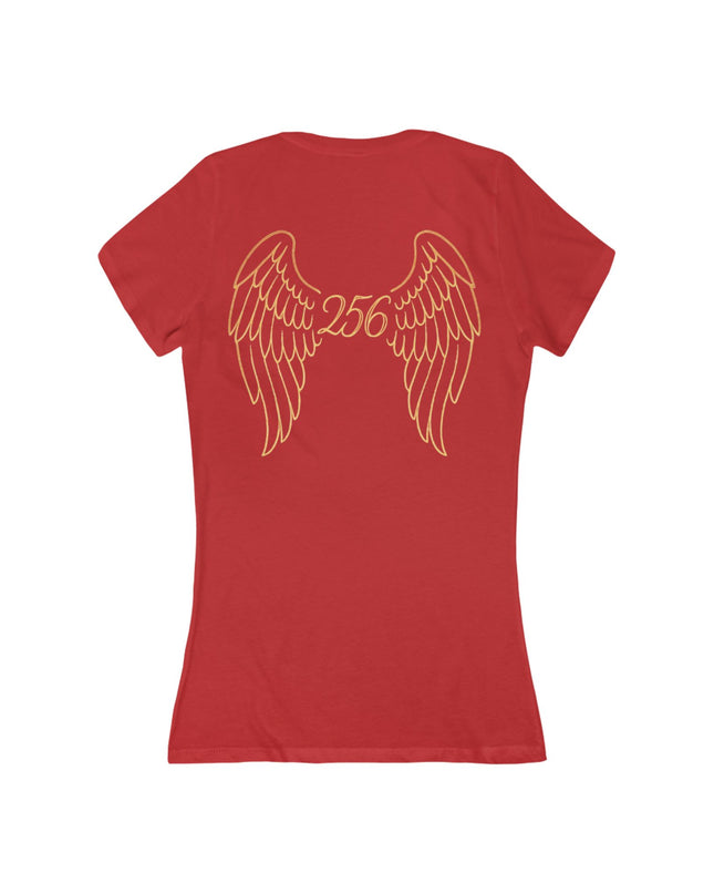 "Unlimited 256 with Wings" Women's Jersey Short Sleeve Deep V-Neck Tee