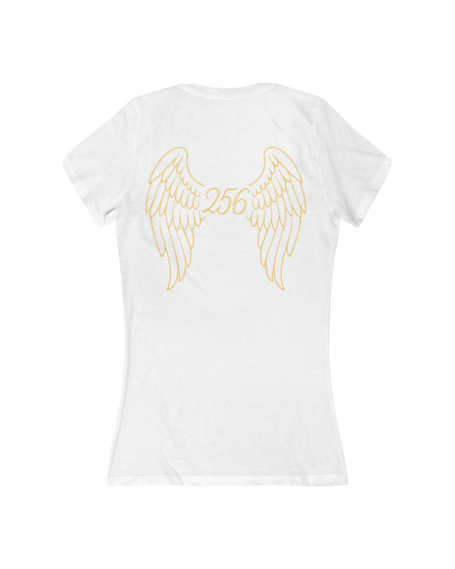 "Unlimited 256 with Wings" Women's Jersey Short Sleeve Deep V-Neck Tee