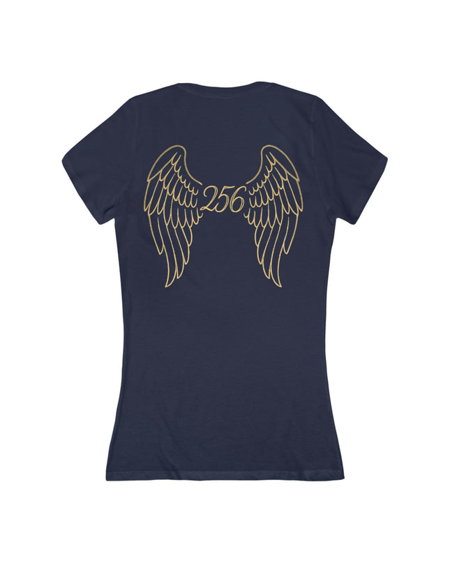 "Unlimited 256 with Wings" Women's Jersey Short Sleeve Deep V-Neck Tee