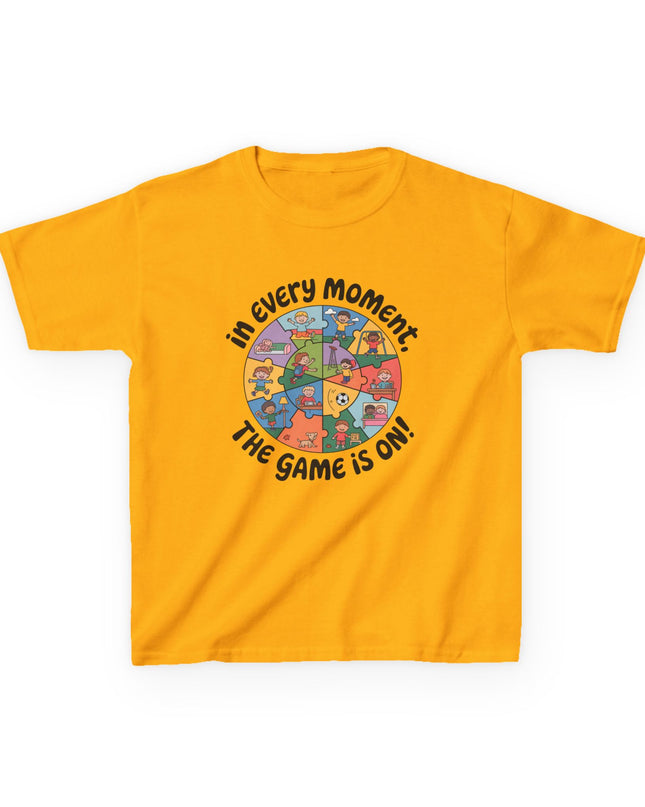 "In every moment, the game is on" Kids Short Sleeve Tee