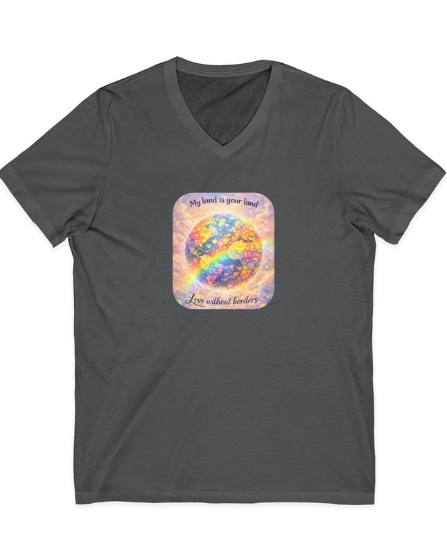 "My Land is Your Land" Unisex Jersey Short Sleeve V-Neck Tee