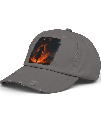 "Eye of the tiger, walking through fire" Unisex Distressed Cap