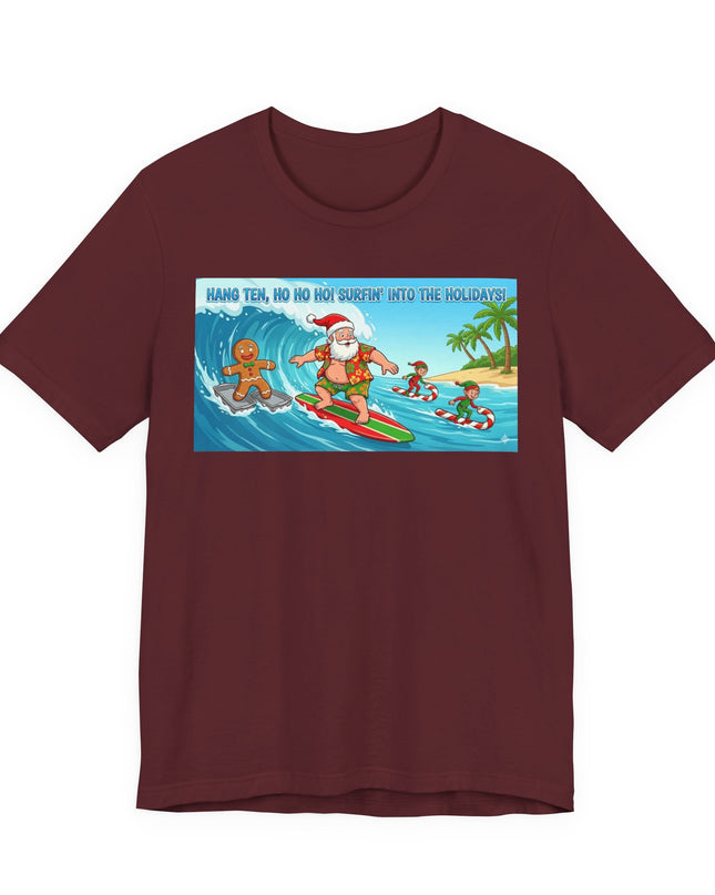 "Surfing into the Holidays" Unisex Jersey Short Sleeve Tee