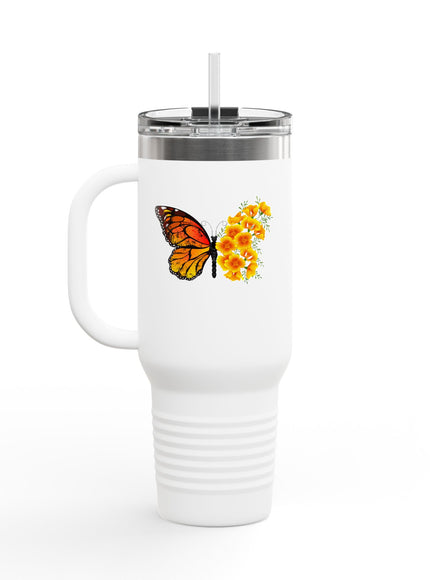 "Butterfly Poppies" Insulated Travel Mug, 40oz