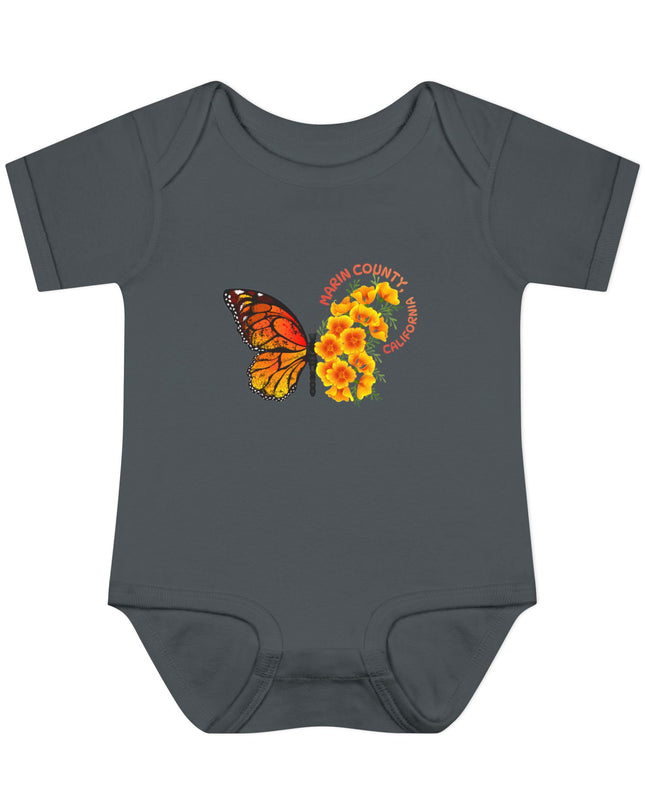 "Butterflies and Poppies Marin County, California" Infant Baby Rib Bodysuit
