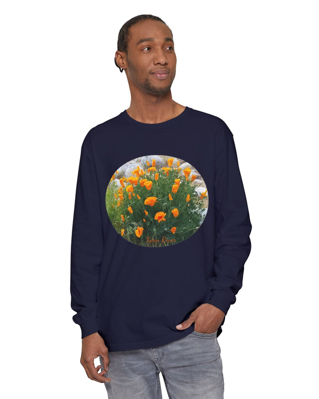 "California Poppies" Unisex Garment-dyed Long Sleeve T-Shirt