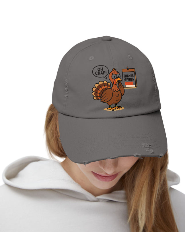 "Oh crap, Thanksgiving" Unisex Distressed Cap