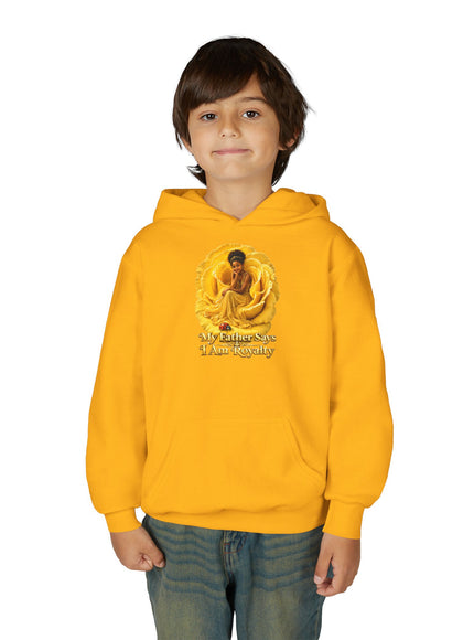 "My Father Says I am Royalty" Youth Heavy Blend Hooded Sweatshirt