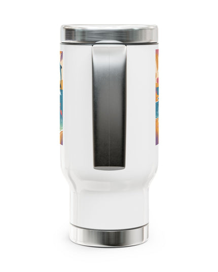 " February in Florida, Energy for Success" Stainless Steel Travel Mug with Handle, 14oz