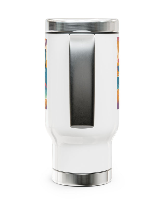 " February in Florida, Energy for Success" Stainless Steel Travel Mug with Handle, 14oz