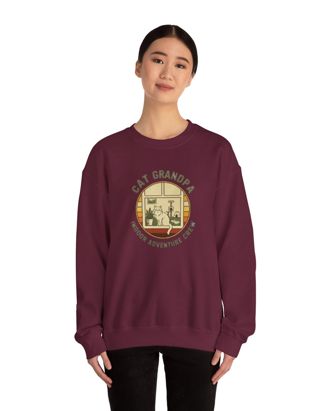 "Cat Grandpa Indoor Adventure Crew" Unisex Adult Sweatshirt