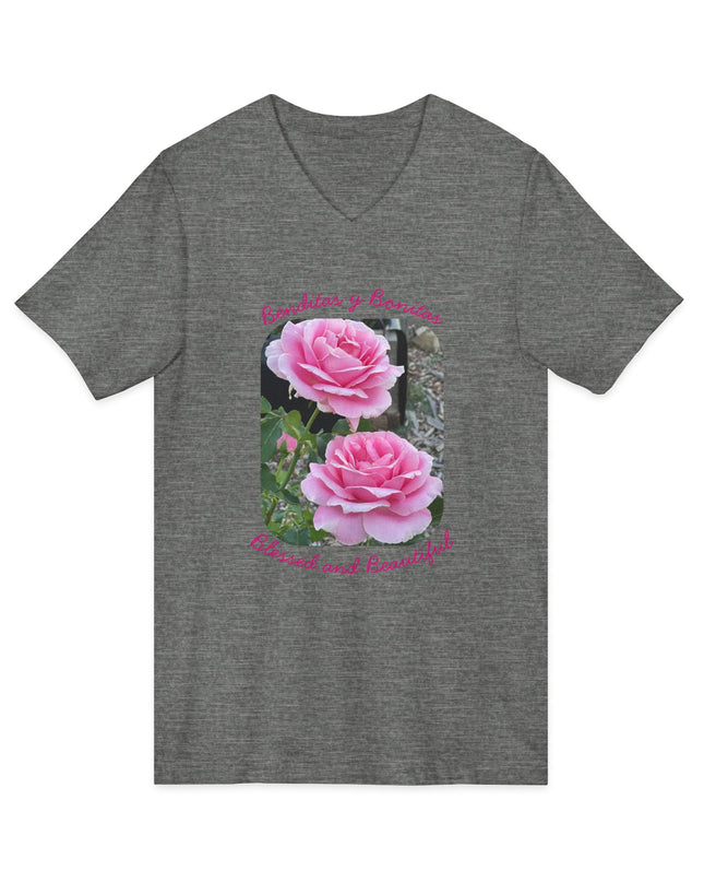 "Blessed and Beautiful" Ladies' V-Neck T-Shirt