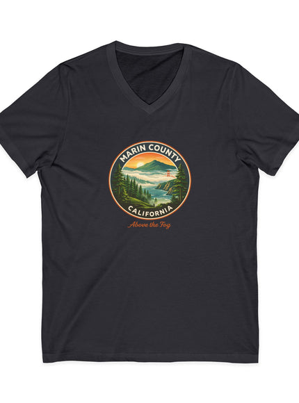 "Marin County, Above the Fog" Unisex Jersey Short Sleeve V-Neck Tee