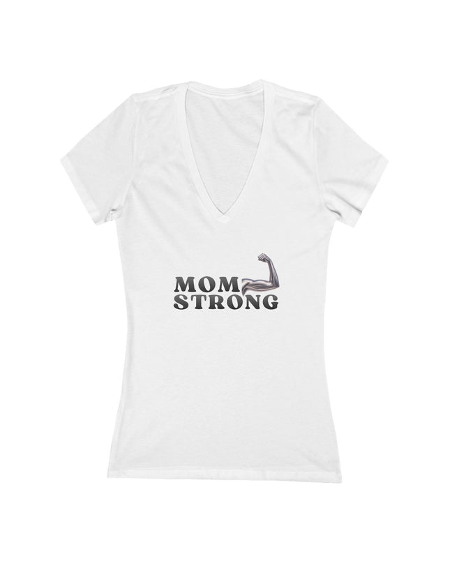 "Mom Strong" Women's Jersey Short Sleeve Deep V-Neck Tee