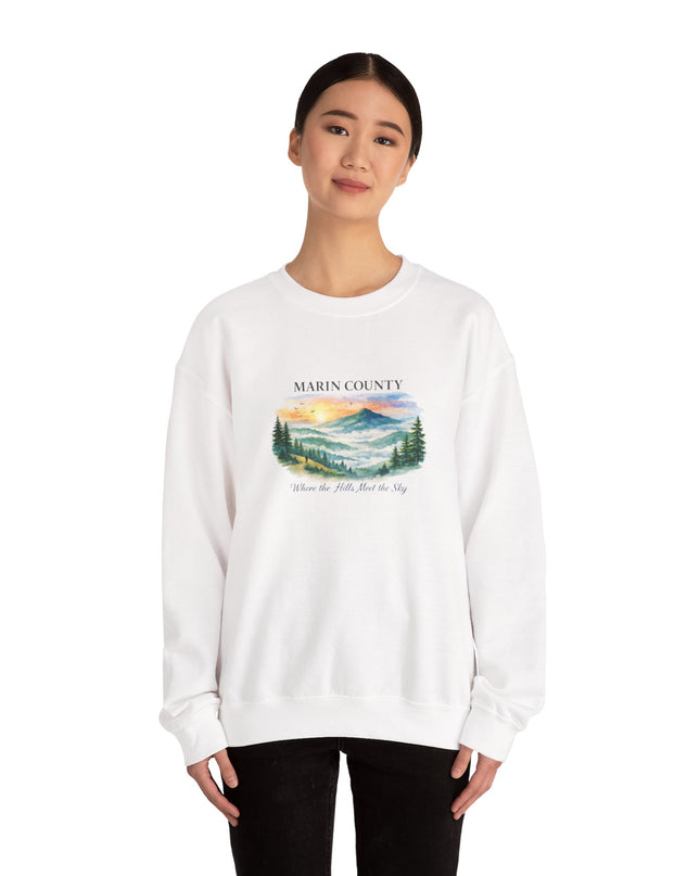 "Marin County, Where the Hills Meet the Sky" Unisex Heavy Blend Crewneck Sweatshirt