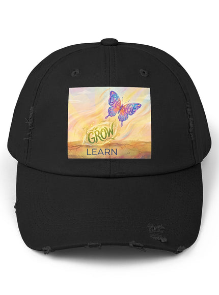 "Learn, Grow, Change" Unisex Distressed Cap
