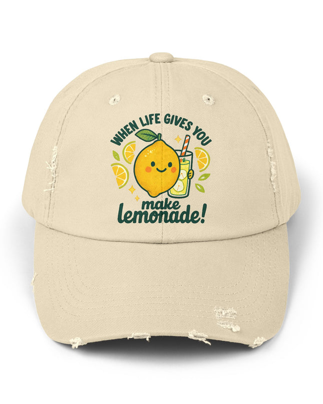 "When life gives you lemons, make lemonade" Unisex Distressed Cap