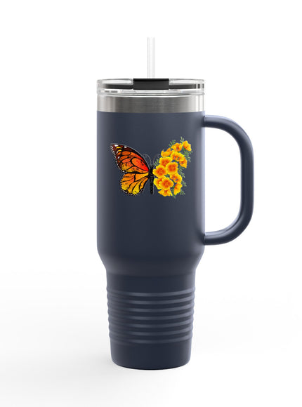 "Butterfly Poppies" Insulated Travel Mug, 40oz