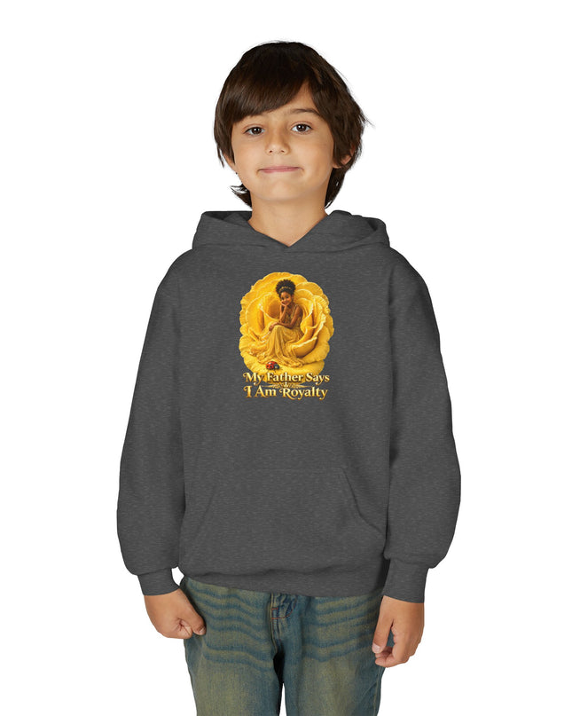 "My Father Says I am Royalty" Youth Heavy Blend Hooded Sweatshirt