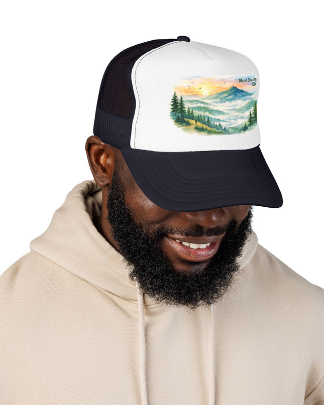 "Marin County, Where the Hills Meet the Sky" Foam Trucker Hat